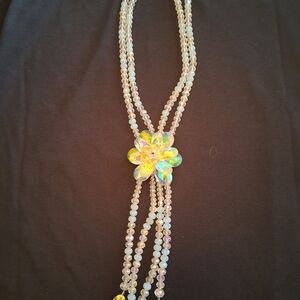 Heidi Daus Gold and White Floral Necklace